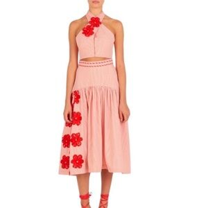 Silvia Tcherassi Edesia Skirt Orange Embroidered Flowers – Sz Med